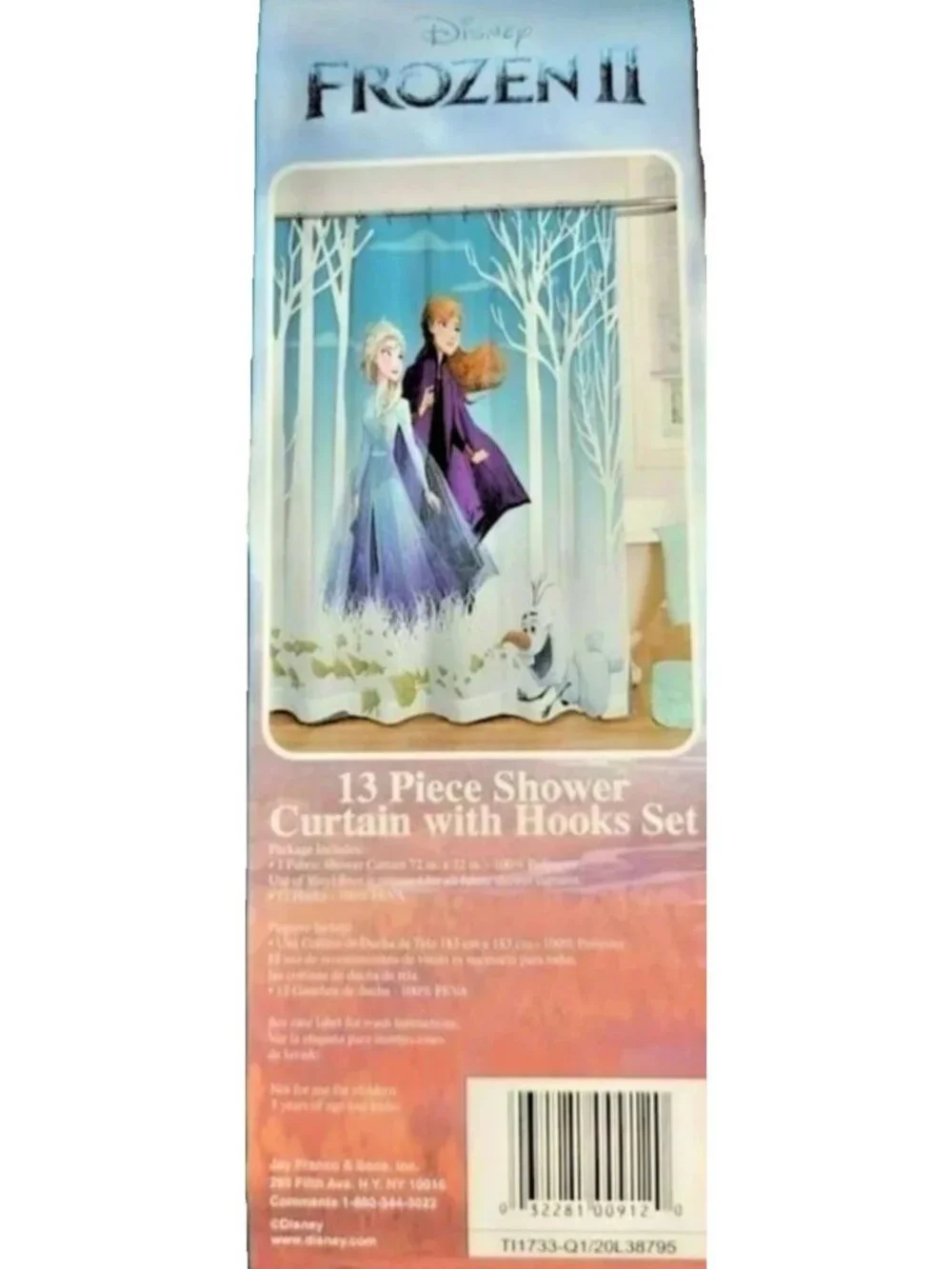 NWT Disney Frozen Elsa Anna Olaf Fabric Shower Curtain Hooks Set 13 Pc